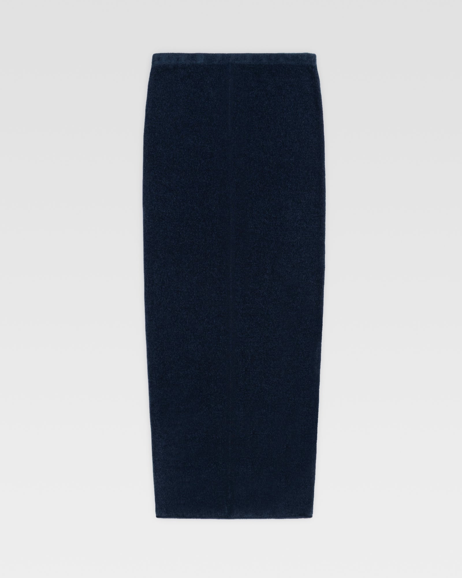 VELOUR KNIT TUBE SKIRT - Navy