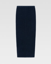 VELOUR KNIT TUBE SKIRT - Navy