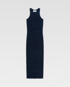 VELOUR KNIT DRESS - Navy