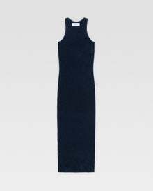 VELOUR KNIT DRESS - Navy