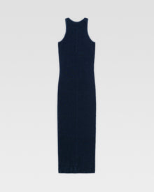 VELOUR KNIT DRESS - Navy