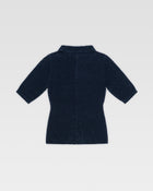 VELOUR KNIT POLO - Navy