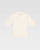 VELOUR KNIT POLO - Ivory