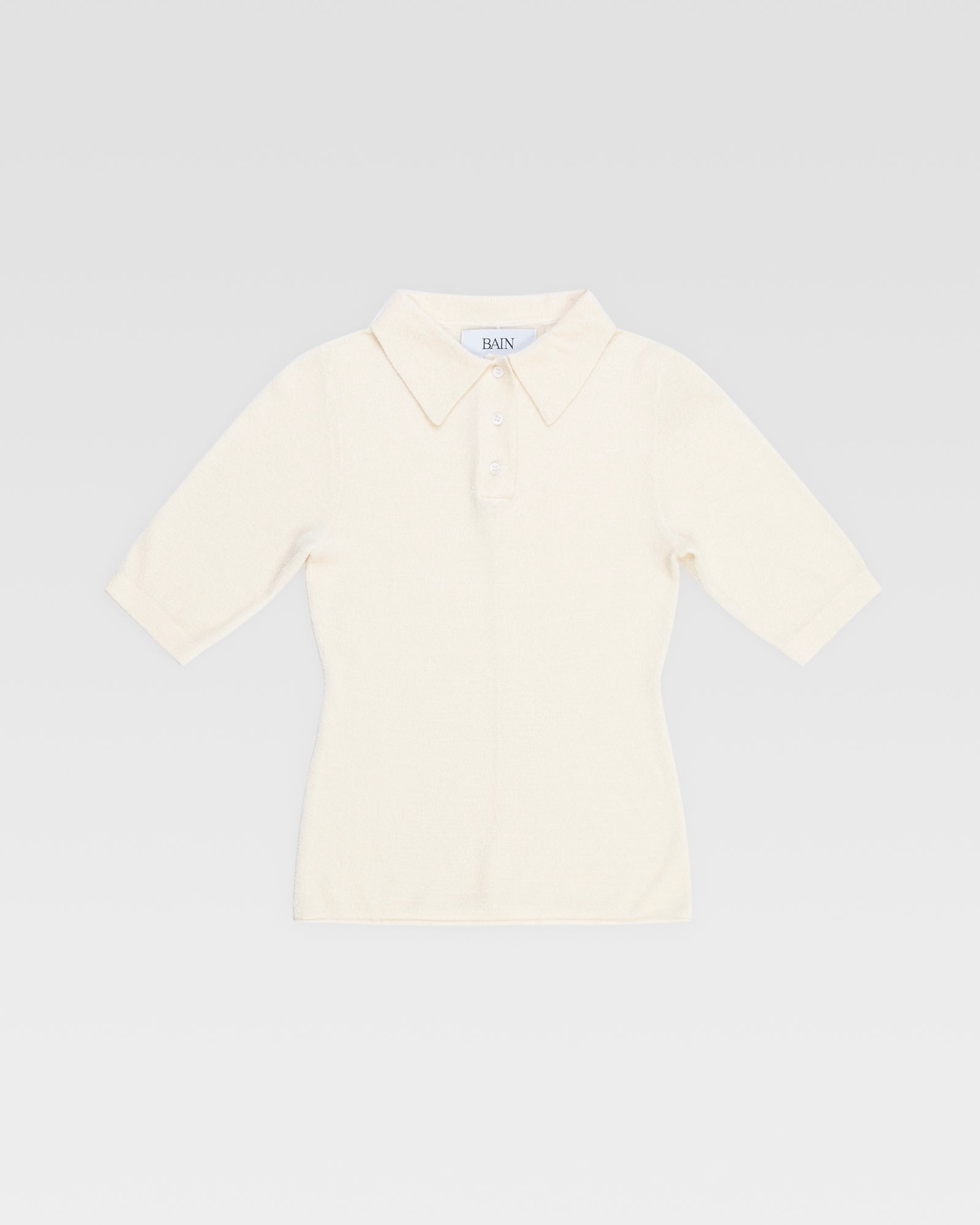VELOUR KNIT POLO - Ivory