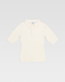 VELOUR KNIT POLO - Ivory