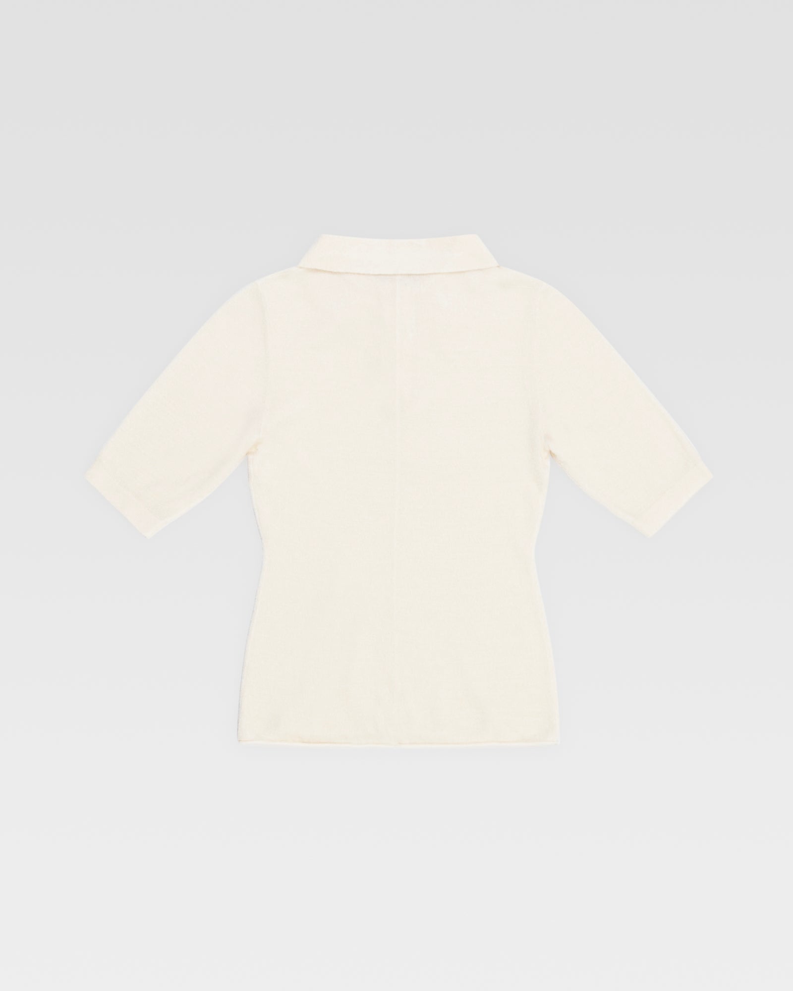 VELOUR KNIT POLO - Ivory