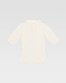 VELOUR KNIT POLO - Ivory
