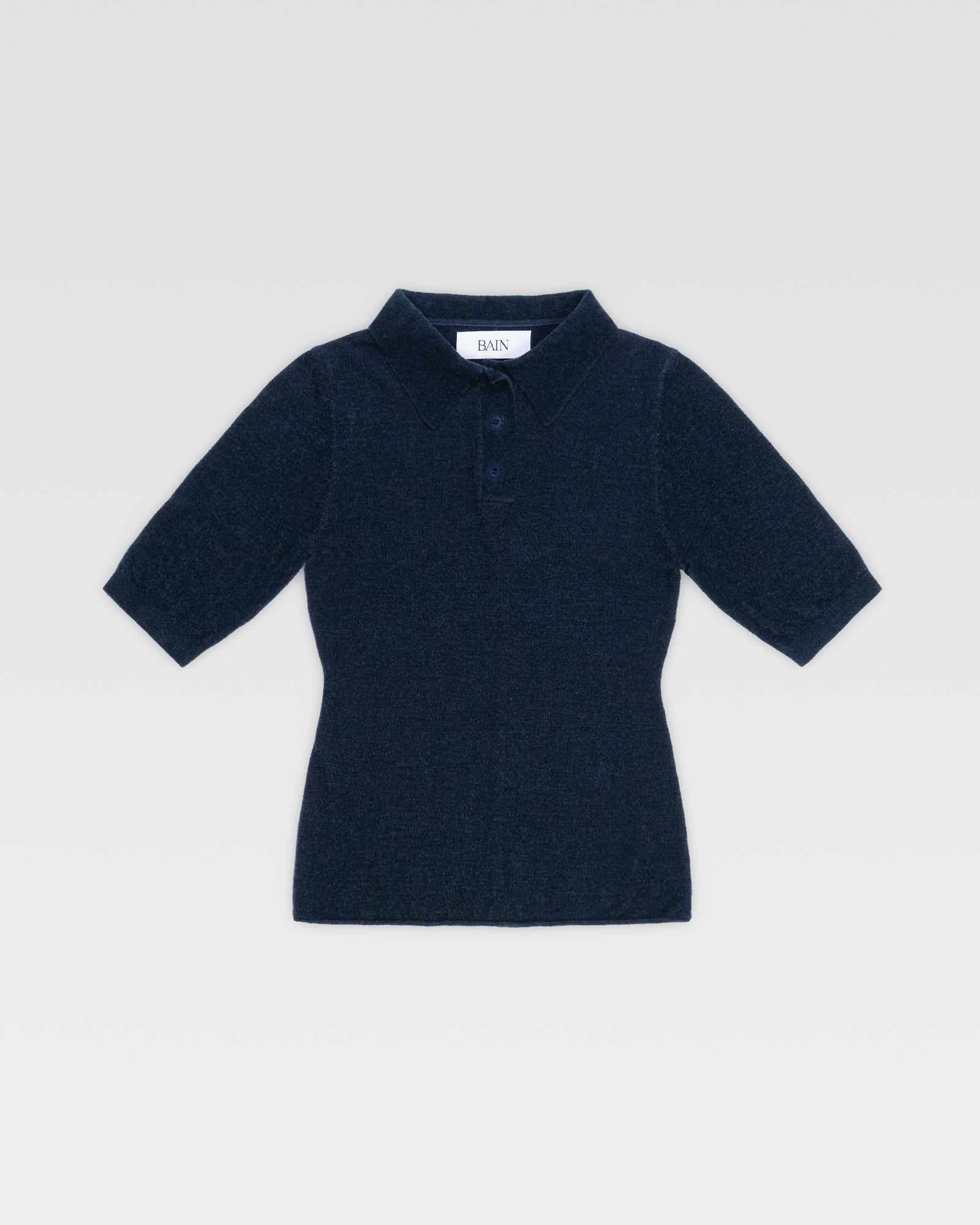 VELOUR KNIT POLO - Navy