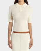 VELOUR KNIT POLO - Ivory