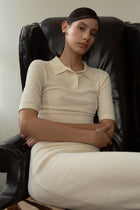 VELOUR KNIT POLO - Ivory